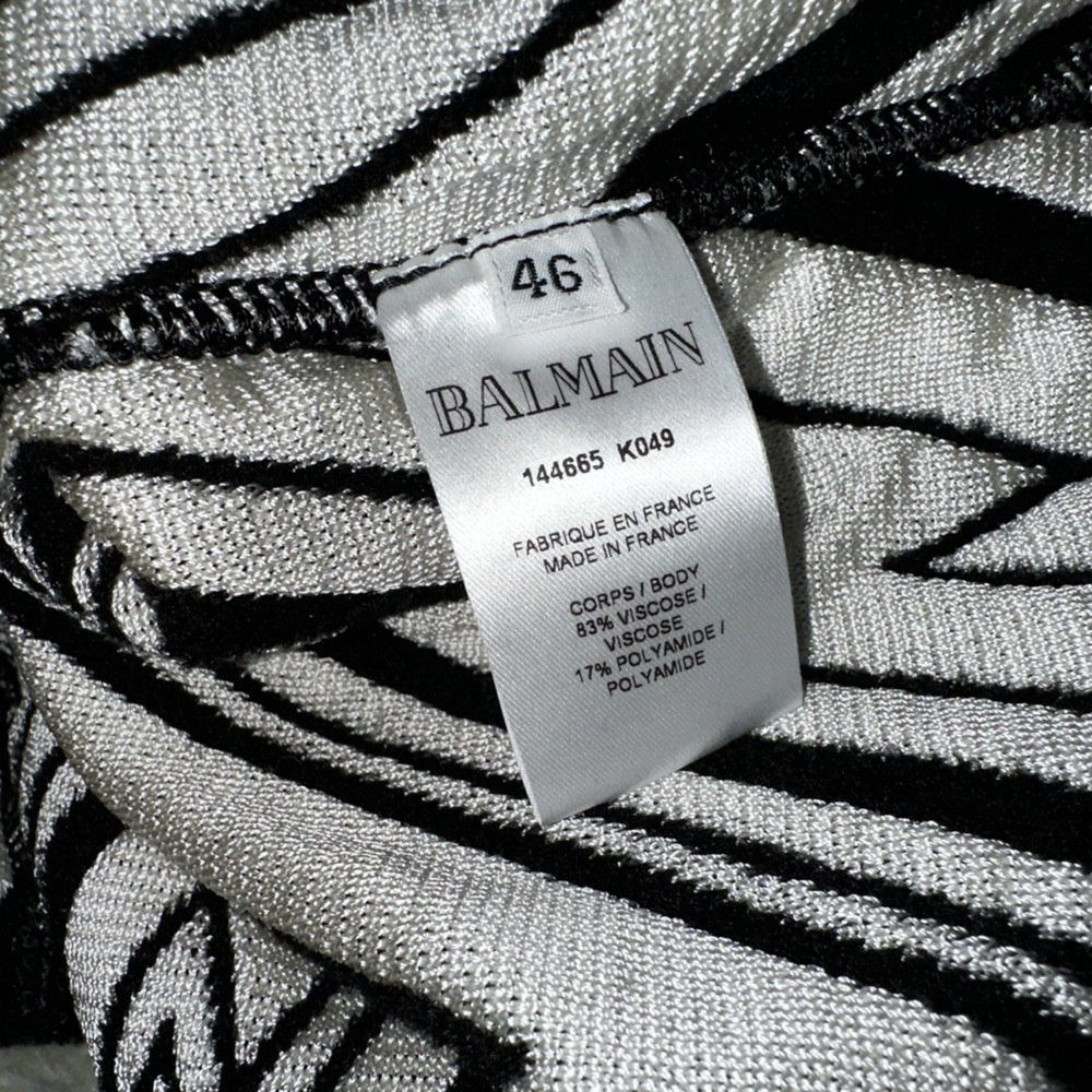 New Balmain Monochrome Zigzag Mini Skirt Size 46 - Picture 7 of 11